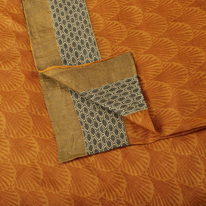 Sanskriti Vintage Saree Orange Shell Printed-Woven Border Sari