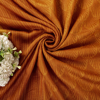 Sanskriti Vintage Saree Orange Shell Printed-Woven Border Sari