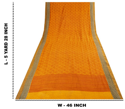 Sanskriti Vintage Saree Orange Shell Printed-Woven Border Sari