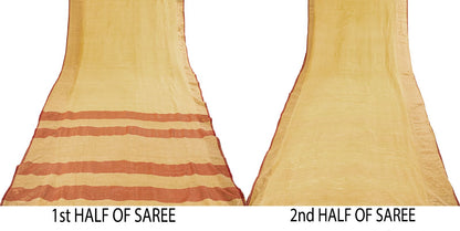Sanskriti Vintage Saree Yellow Cotton Silk Hand Woven Maheshwari Premium Sari