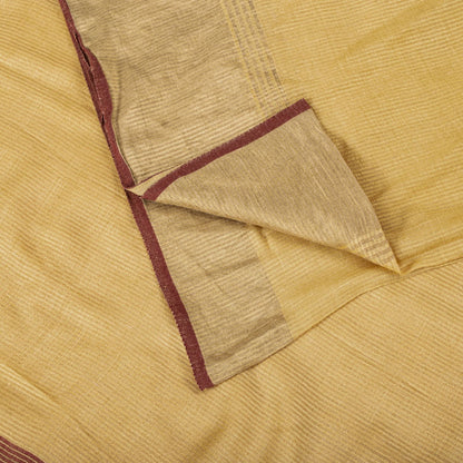 Sanskriti Vintage Saree Yellow Cotton Silk Hand Woven Maheshwari Premium Sari