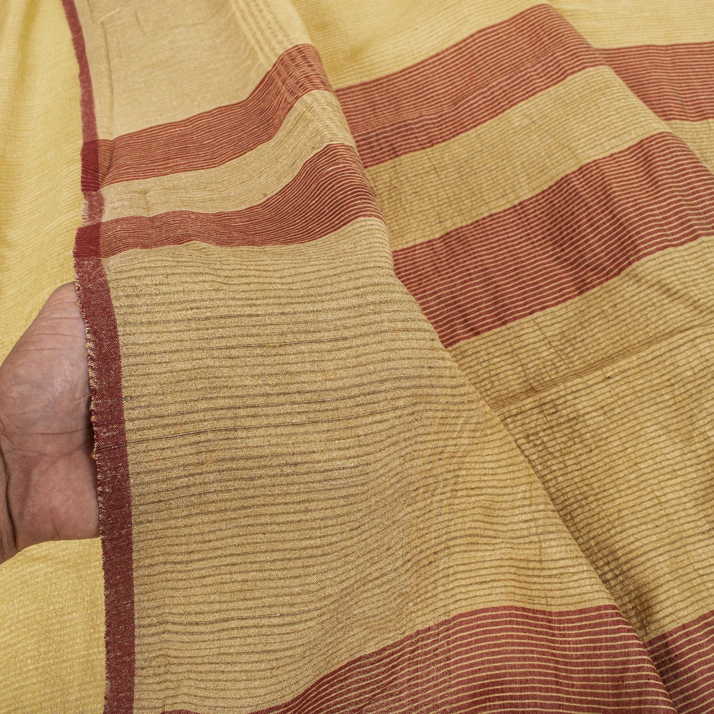 Sanskriti Vintage Saree Yellow Cotton Silk Hand Woven Maheshwari Premium Sari