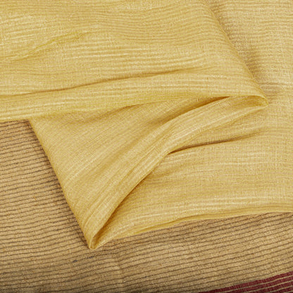 Sanskriti Vintage Saree Yellow Cotton Silk Hand Woven Maheshwari Premium Sari