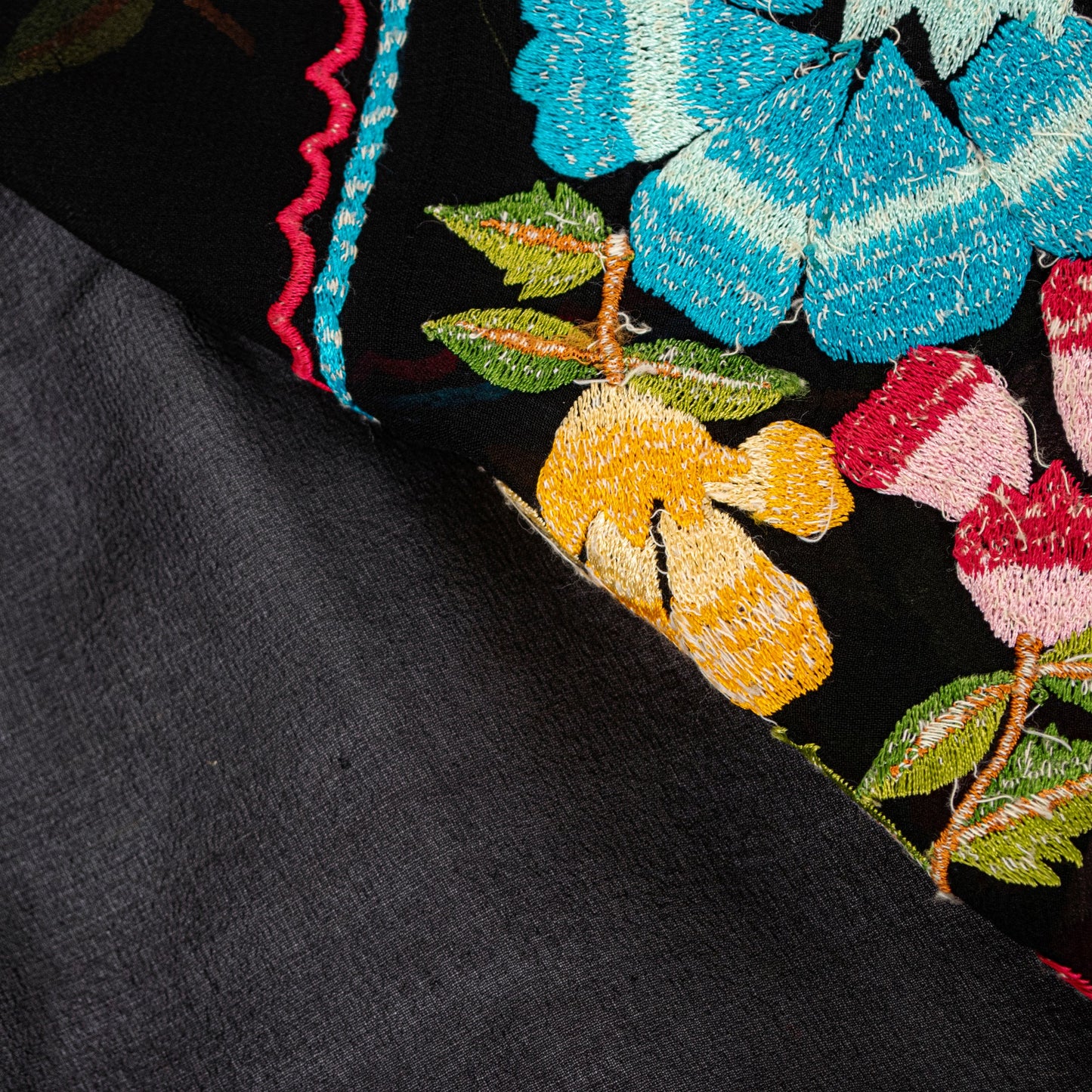 Sanskriti Vintage Black Pure Georgette Silk Saree Embroidered Sari 5+YD Fabric