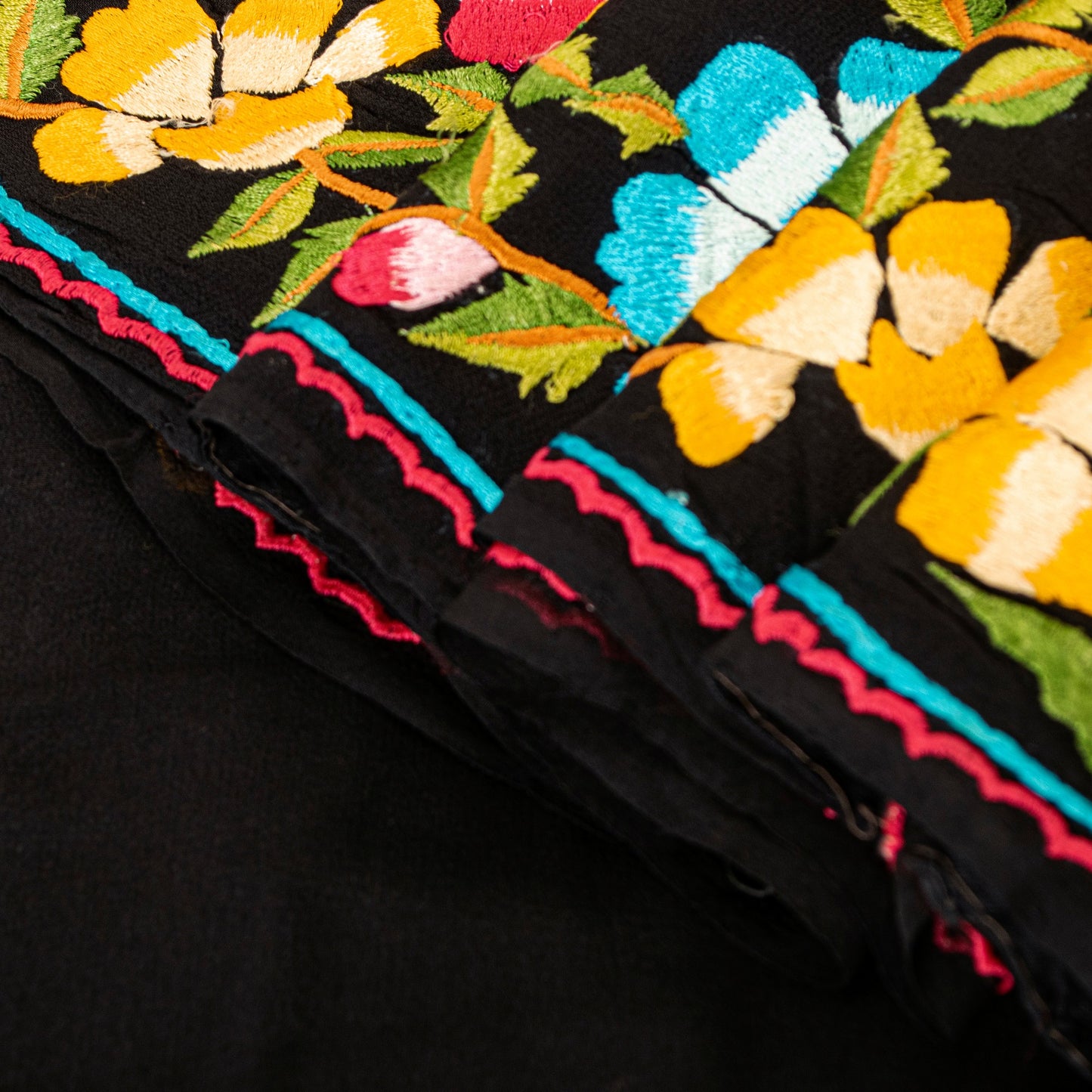 Sanskriti Vintage Black Pure Georgette Silk Saree Embroidered Sari 5+YD Fabric