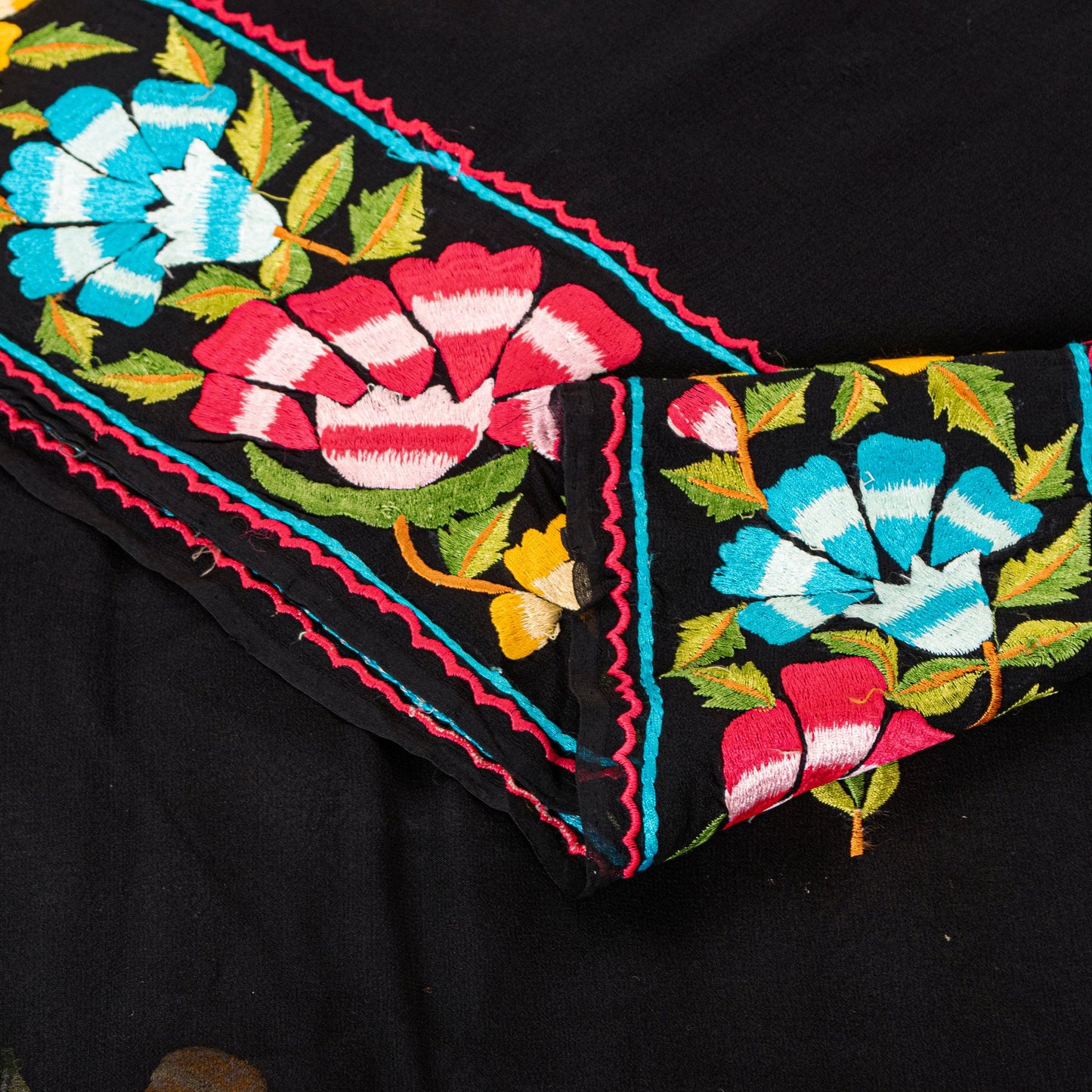 Sanskriti Vintage Black Pure Georgette Silk Saree Embroidered Sari 5+YD Fabric
