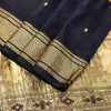 Sanskriti Vintage Blue Pure Silk Saree Brocade Zari Handmade 5+YD Paisley Fabric