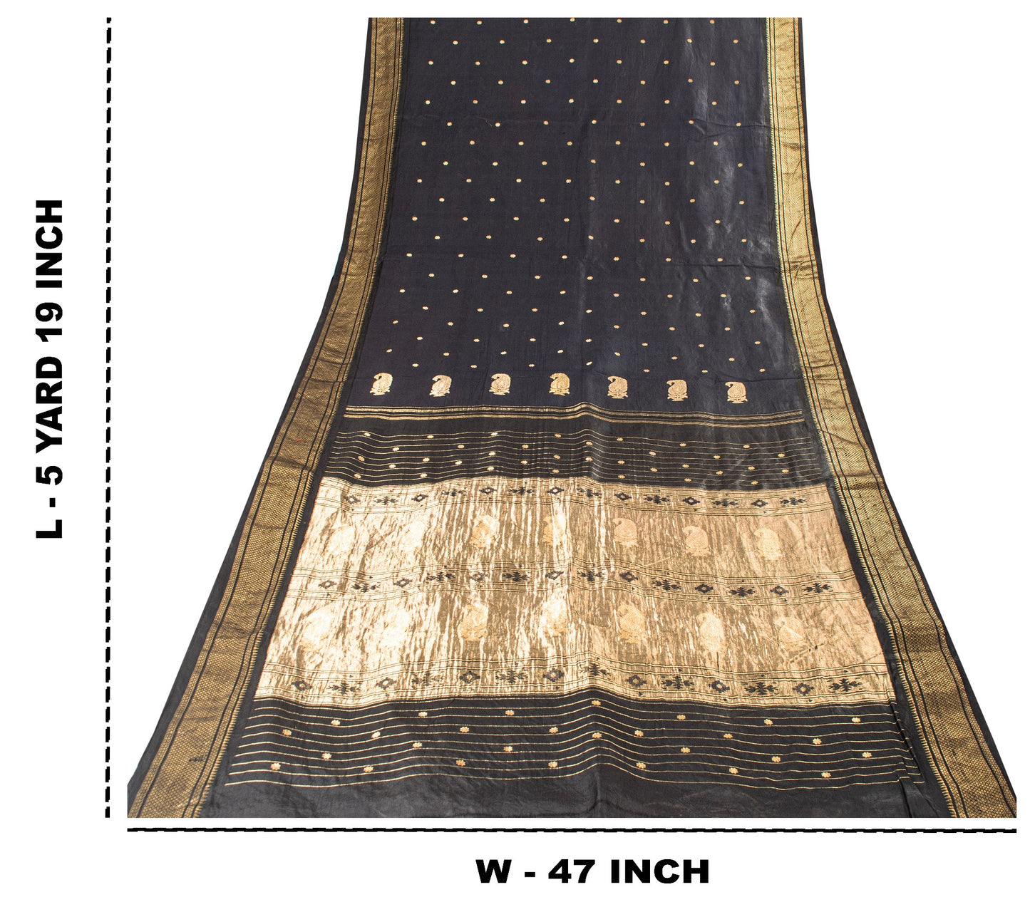 Sanskriti Vintage Blue Pure Silk Saree Brocade Zari Handmade 5+YD Paisley Fabric