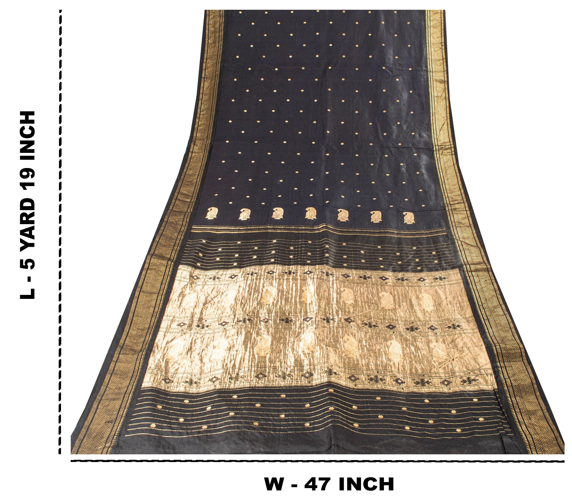 Sanskriti Vintage Blue Pure Silk Saree Brocade Zari Handmade 5+YD Paisley Fabric