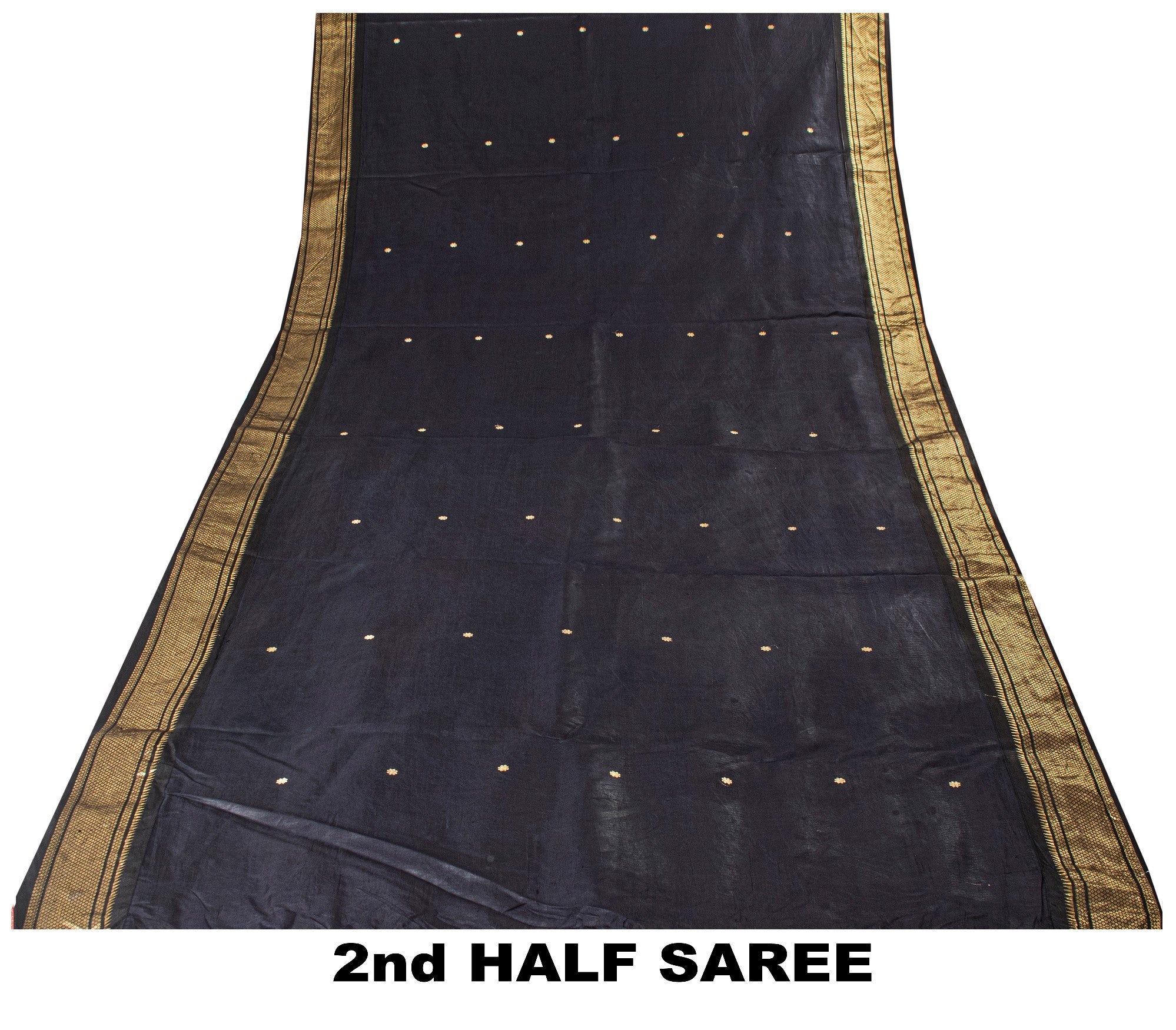 Sanskriti Vintage Blue Pure Silk Saree Brocade Zari Handmade 5+YD Paisley Fabric