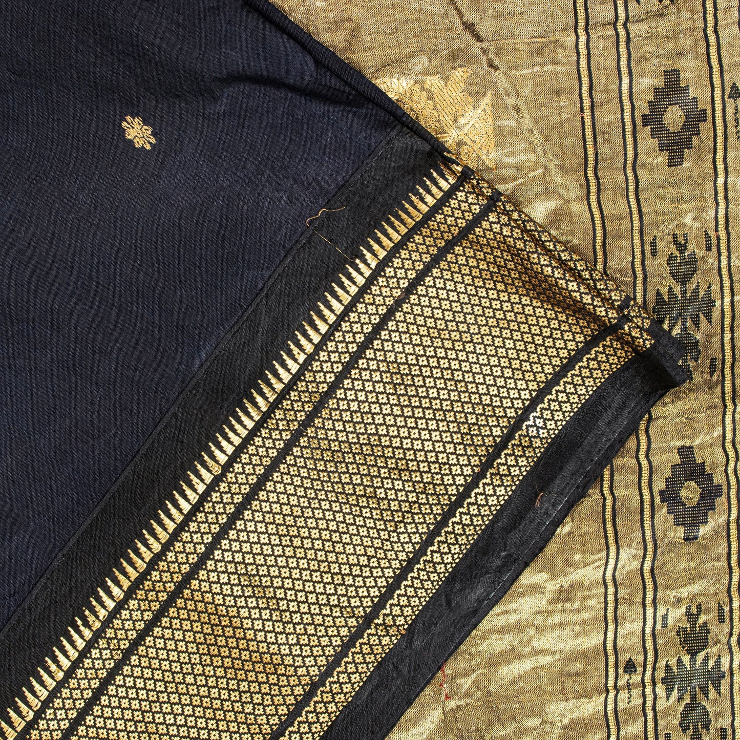 Sanskriti Vintage Blue Pure Silk Saree Brocade Zari Handmade 5+YD Paisley Fabric