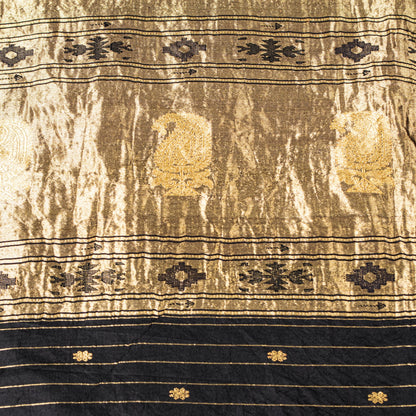 Sanskriti Vintage Blue Pure Silk Saree Brocade Zari Handmade 5+YD Paisley Fabric