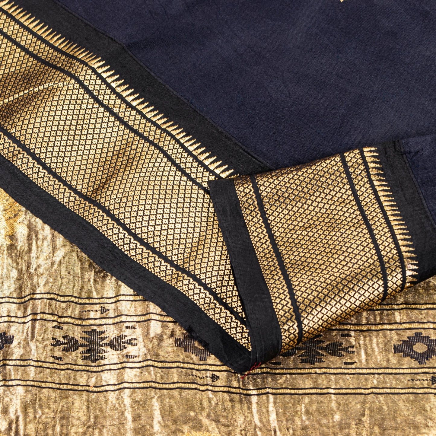 Sanskriti Vintage Blue Pure Silk Saree Brocade Zari Handmade 5+YD Paisley Fabric