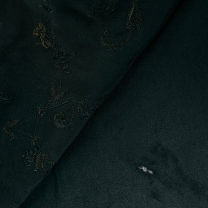 Sanskriti Vintage Black Pure Silk Saree Hand Bead Zardozi Sari 5+YD Craft Fabric