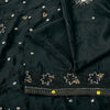 Sanskriti Vintage Black Pure Silk Saree Hand Bead Zardozi Sari 5+YD Craft Fabric