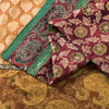 Sanskriti Vintage Red 100% Pure Silk Saree Woven Sari 6YD Craft Fabric Supplies