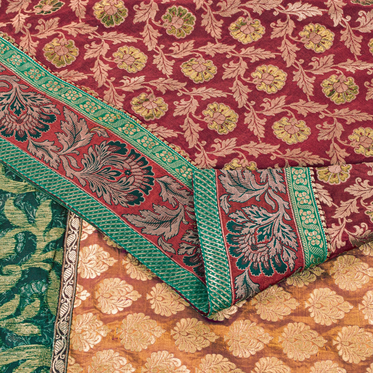 Sanskriti Vintage Red 100% Pure Silk Saree Woven Sari 6YD Craft Fabric Supplies