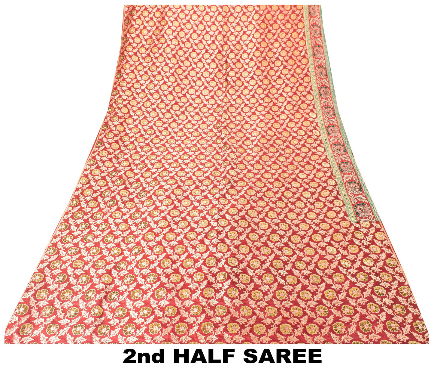 Sanskriti Vintage Red 100% Pure Silk Saree Woven Sari 6YD Craft Fabric Supplies