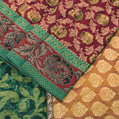 Sanskriti Vintage Red 100% Pure Silk Saree Woven Sari 6YD Craft Fabric Supplies