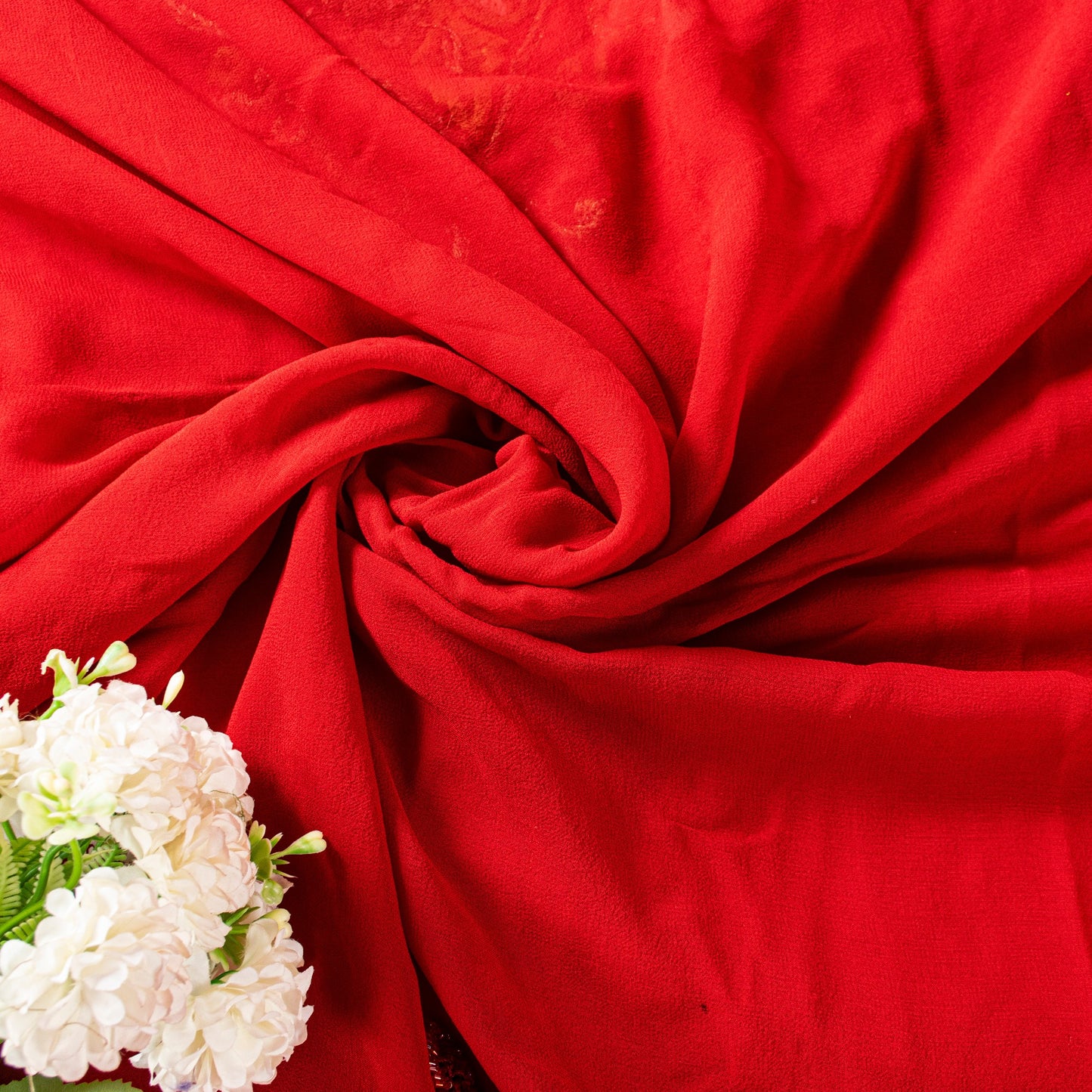 Sanskriti Vintage Saree Red 100% Pure Georgette Silk Dabka Embroidery Sequins Beads & Patch 6Yd Craft Fabric Home Decor, Sewing, Upcycling