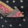 Sanskriti Vintage Black Pure Georgette Saree Hand Beaded Sari 5.5YD Craft Fabric