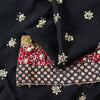 Sanskriti Vintage Black Pure Georgette Saree Hand Beaded Sari 5.5YD Craft Fabric