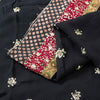 Sanskriti Vintage Black Pure Georgette Saree Hand Beaded Sari 5.5YD Craft Fabric