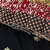 Sanskriti Vintage Black Pure Georgette Saree Hand Beaded Sari 5.5YD Craft Fabric