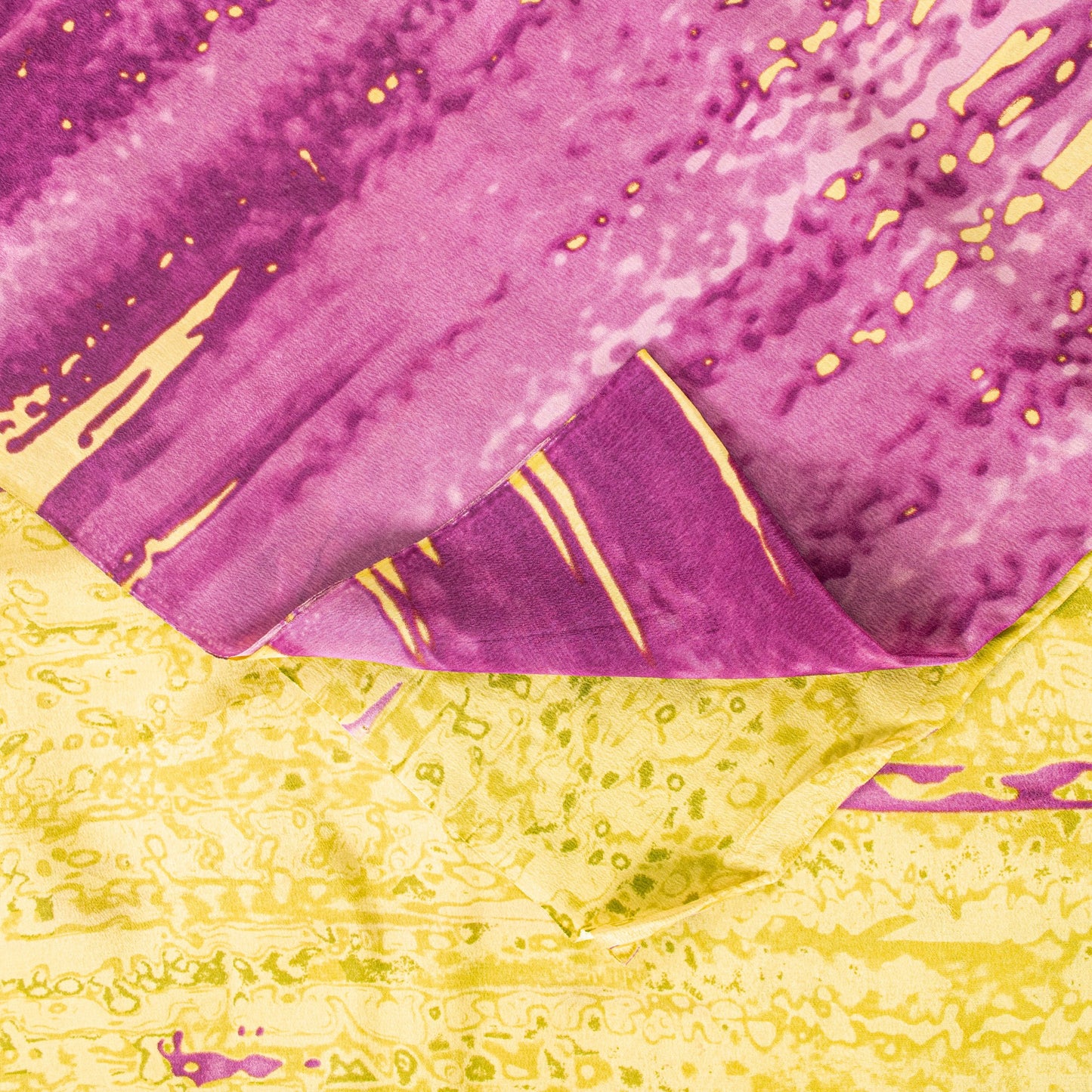 Sanskriti Vintage Satyapaul Saree Purple-Yellow 100% Pure Crepe Silk Sari Tie-Dye Saree 6 Yard Home Decor, Sewing, Upcycling, DIY Projects