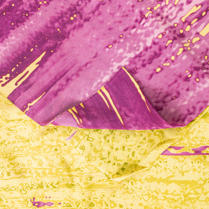 Sanskriti Vintage Satyapaul Saree Purple-Yellow 100% Pure Crepe Silk Sari Tie-Dye Saree 6 Yard Home Decor, Sewing, Upcycling, DIY Projects