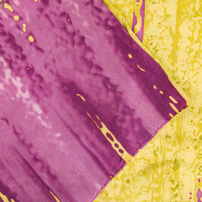 Sanskriti Vintage Satyapaul Saree Purple-Yellow 100% Pure Crepe Silk Sari Tie-Dye Saree 6 Yard Home Decor, Sewing, Upcycling, DIY Projects