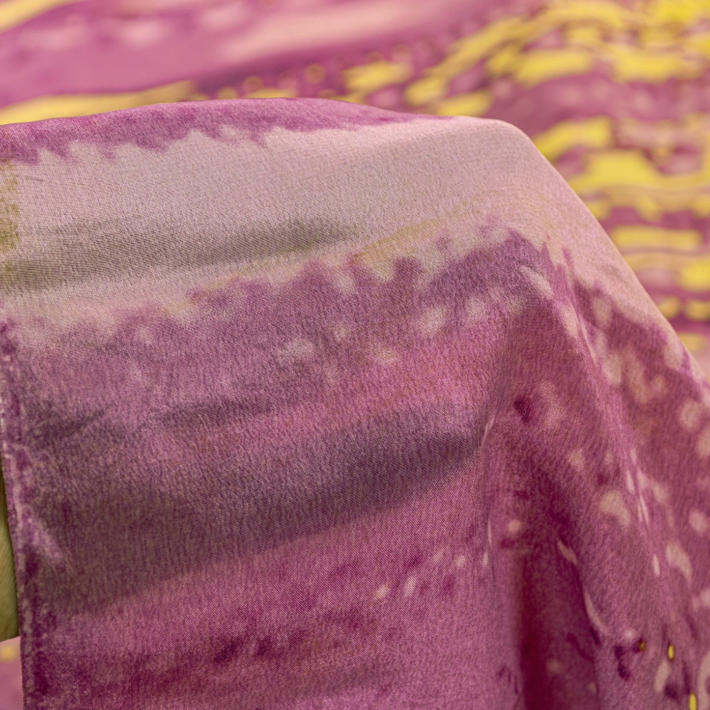 Sanskriti Vintage Satyapaul Saree Purple-Yellow 100% Pure Crepe Silk Sari Tie-Dye Saree 6 Yard Home Decor, Sewing, Upcycling, DIY Projects