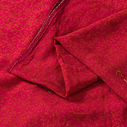 Sanskriti Vintage Saree Red 100% Pure Georgette Silk Saree Hand Embroidery 5.Yd Printed Craft fabric Uses-Table linen, Cushions, Curtains