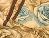 Sanskriti Vintage Brown Pure Crepe Silk Saree Digital Print 6.5+YD Floral Fabric
