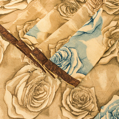 Sanskriti Vintage Brown Pure Crepe Silk Saree Digital Print 6.5+YD Floral Fabric