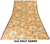 Sanskriti Vintage Brown Pure Crepe Silk Saree Digital Print 6.5+YD Floral Fabric
