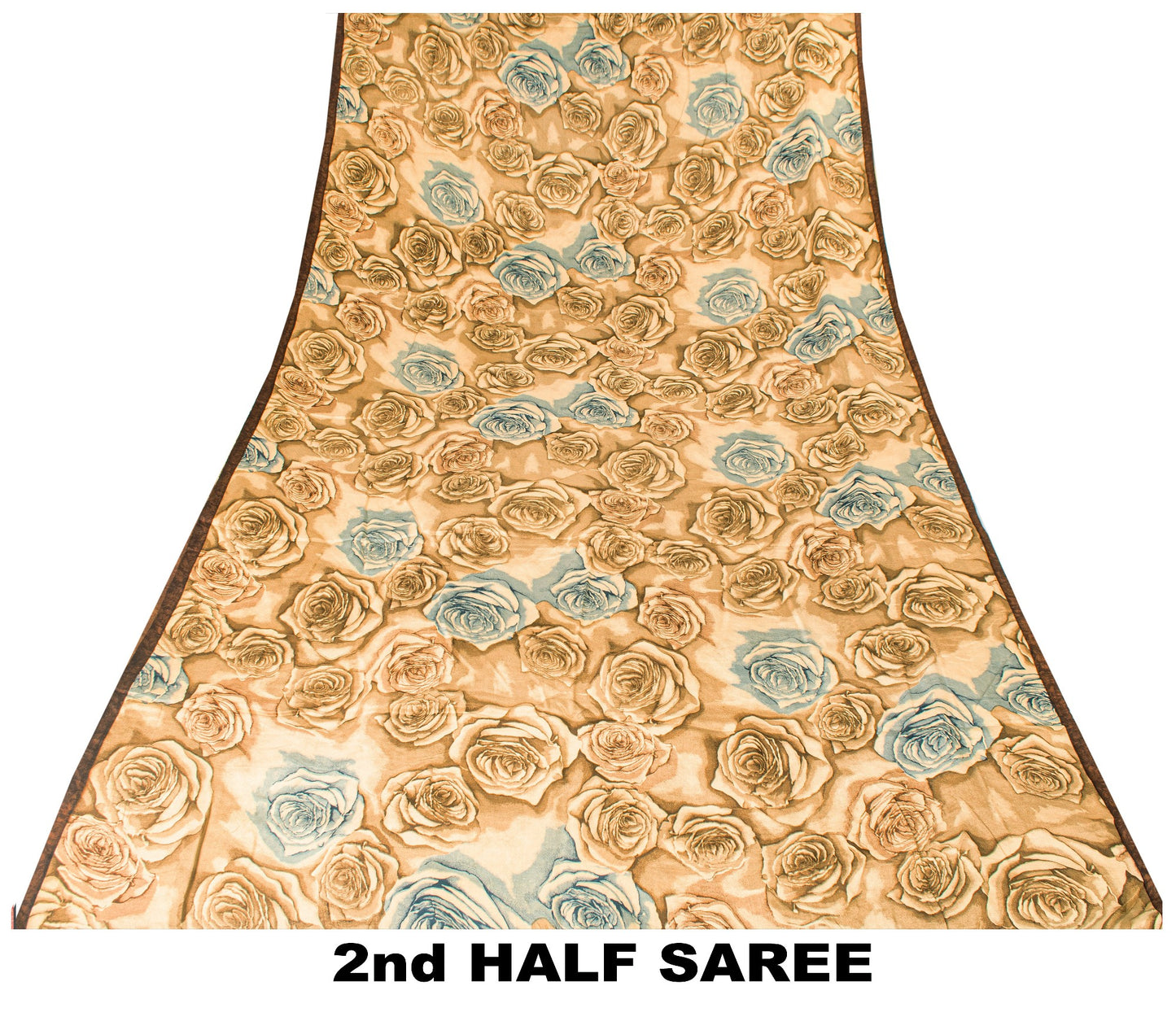 Sanskriti Vintage Brown Pure Crepe Silk Saree Digital Print 6.5+YD Floral Fabric