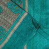 Sanskriti Vintage Gray-Green Pure Bamboo Saree HandBlock Kalamkari 6+YD Fabric