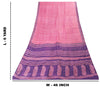 Sanskriti Vintage Pink-Purple Pure Bamboo Silk Saree Hand Block Print 6YD Fabric