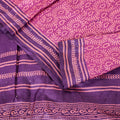 Sanskriti Vintage Pink-Purple Pure Bamboo Silk Saree Hand Block Print 6YD Fabric