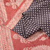 Sanskriti Vintage Sari Black-Red Pure Bamboo Silk Saree Hand Block 6.5+YD Fabric