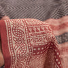 Sanskriti Vintage Sari Black-Red Pure Bamboo Silk Saree Hand Block 6.5+YD Fabric