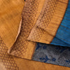 Sanskriti Vintage Sari Grayish Blue Pure Bamboo Silk Saree Hand Block Print 6+YD