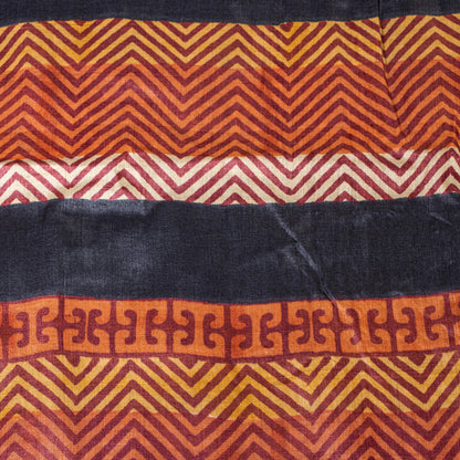 Sanskriti Vintage Saree Black Pure Bamboo Silk Bagru Hand Block Print 6+Yd Sari Create Dresses, Kaftan, Skirt,, Projects, Decor, Sewing