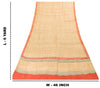 Sanskriti Vintage Sari Golden Yellow 100%Pure Bamboo Saree Hand Block 6YD Fabric