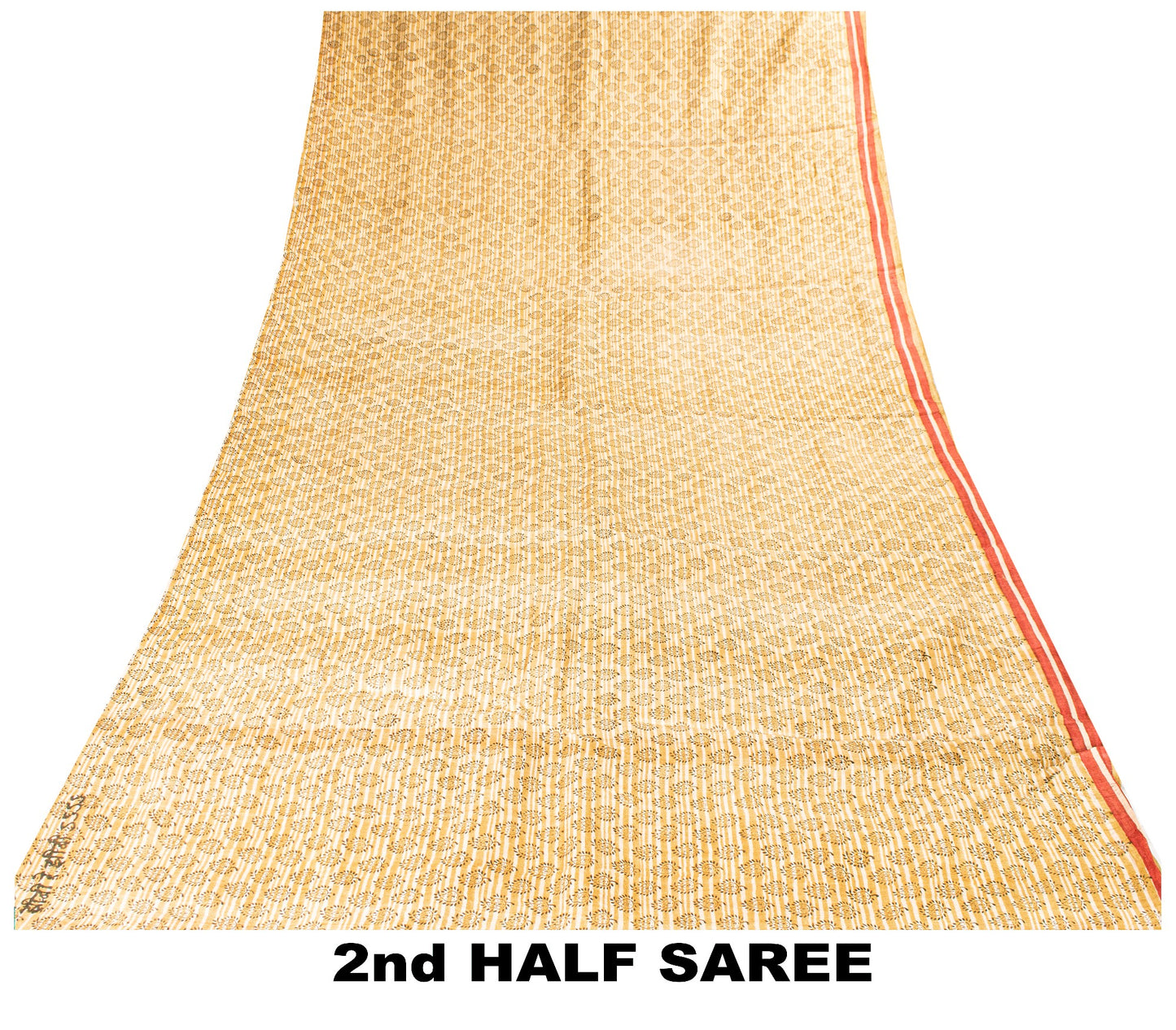 Sanskriti Vintage Sari Golden Yellow 100%Pure Bamboo Saree Hand Block 6YD Fabric