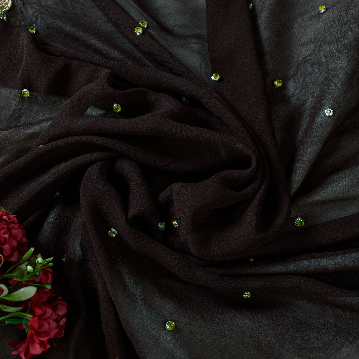 Sanskriti Vintage Black-Ivory Pure Silk Saree Beads Digital 5+YD Sari Blouse Pc