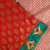 Sanskriti Vintage Red Pure Silk Net Saree Bead Woven 6+YD SariFabric & Blouse Pc