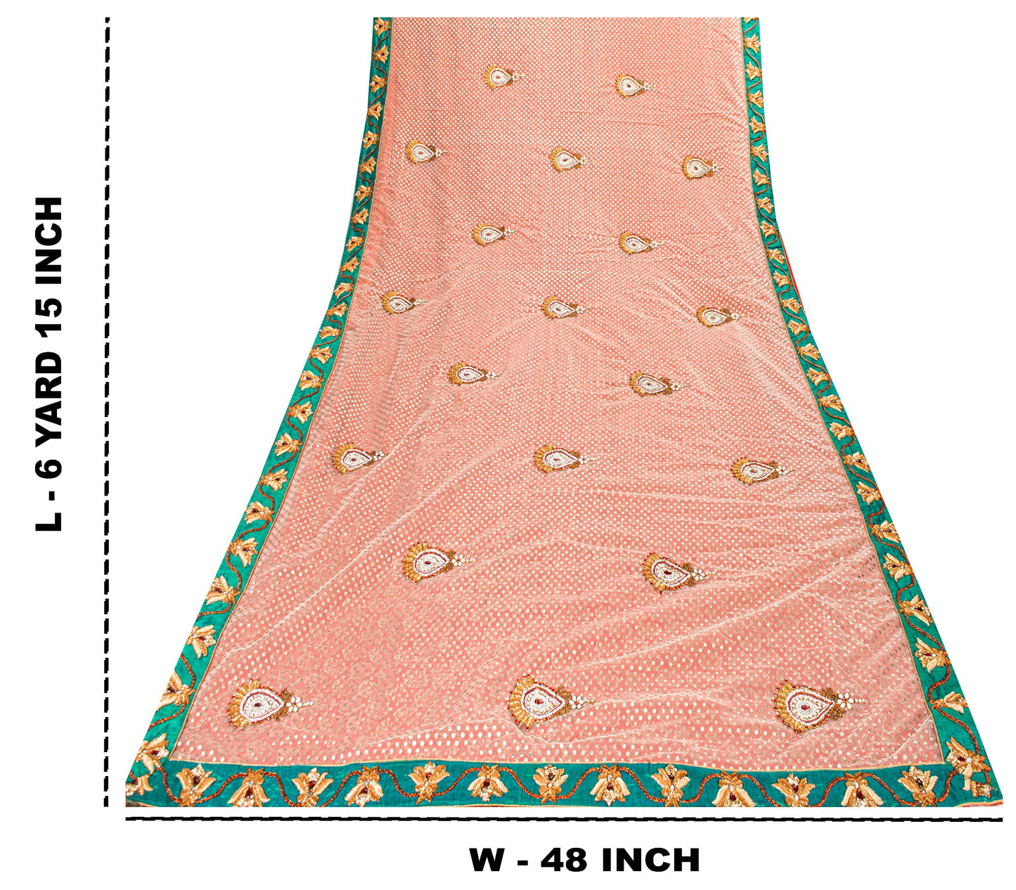 Sanskriti Vintage Red Pure Silk Net Saree Bead Woven 6+YD SariFabric & Blouse Pc