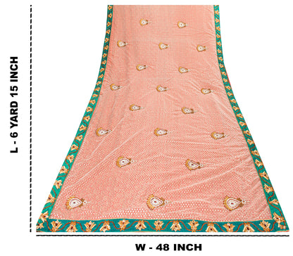 Sanskriti Vintage Red Pure Silk Net Saree Bead Woven 6+YD SariFabric & Blouse Pc